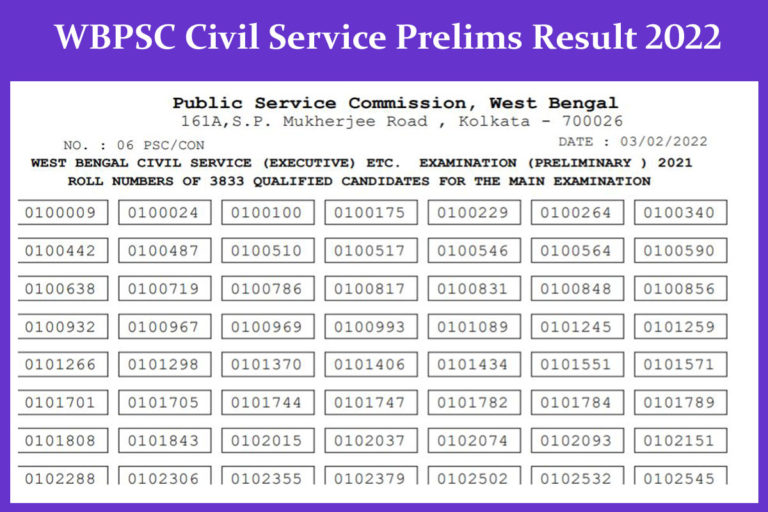 WBPSC Civil Service Prelims Result 2022