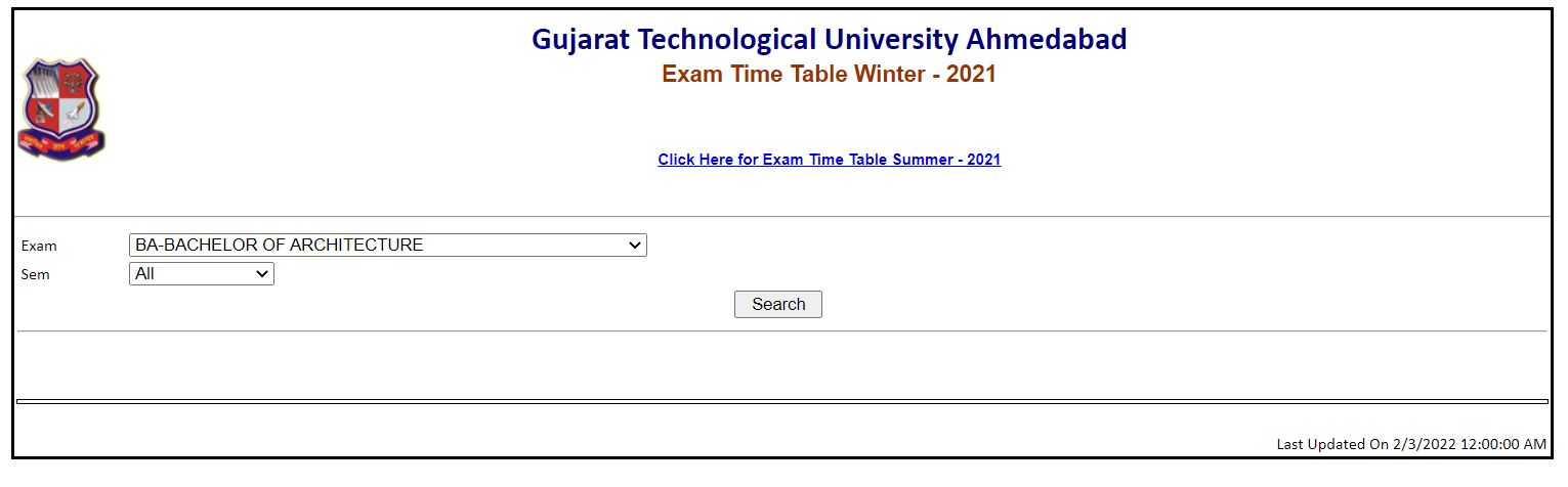 www.gtu.ac.in time table 2022