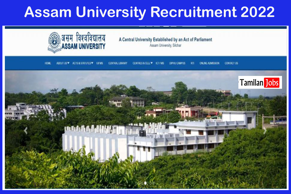 Assam University Recruitment 2022 - Tamilan Jobs Assam University Recruitment 2022