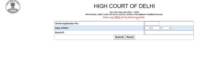 Delhi High Court Judicial Service Prelims Admit Card 2022