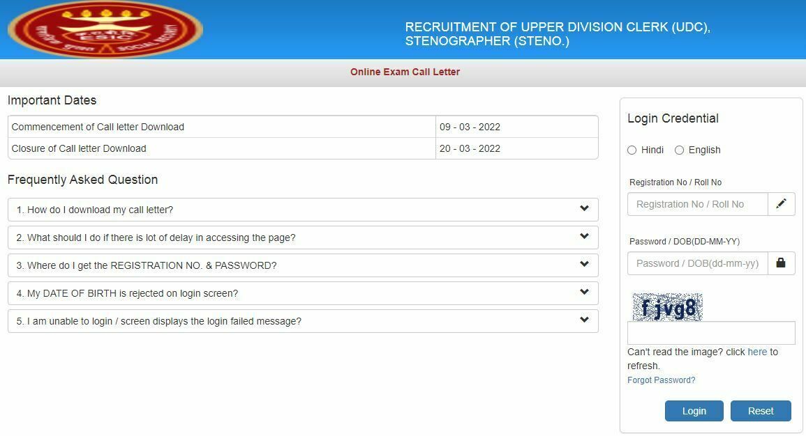 ESIC UDC and Stenographer Admit Card 2022 Download