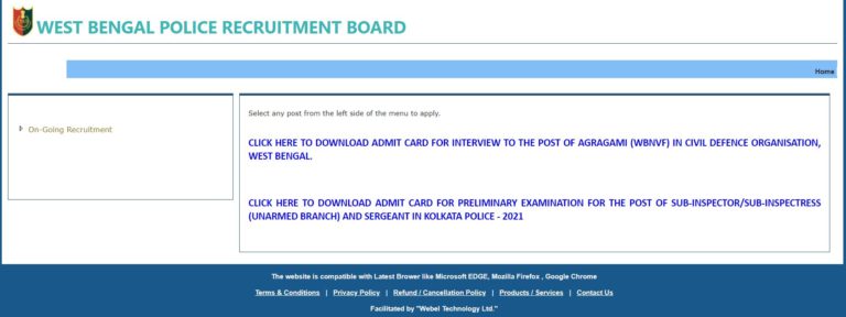 Kolkata Police Admit Card 2022