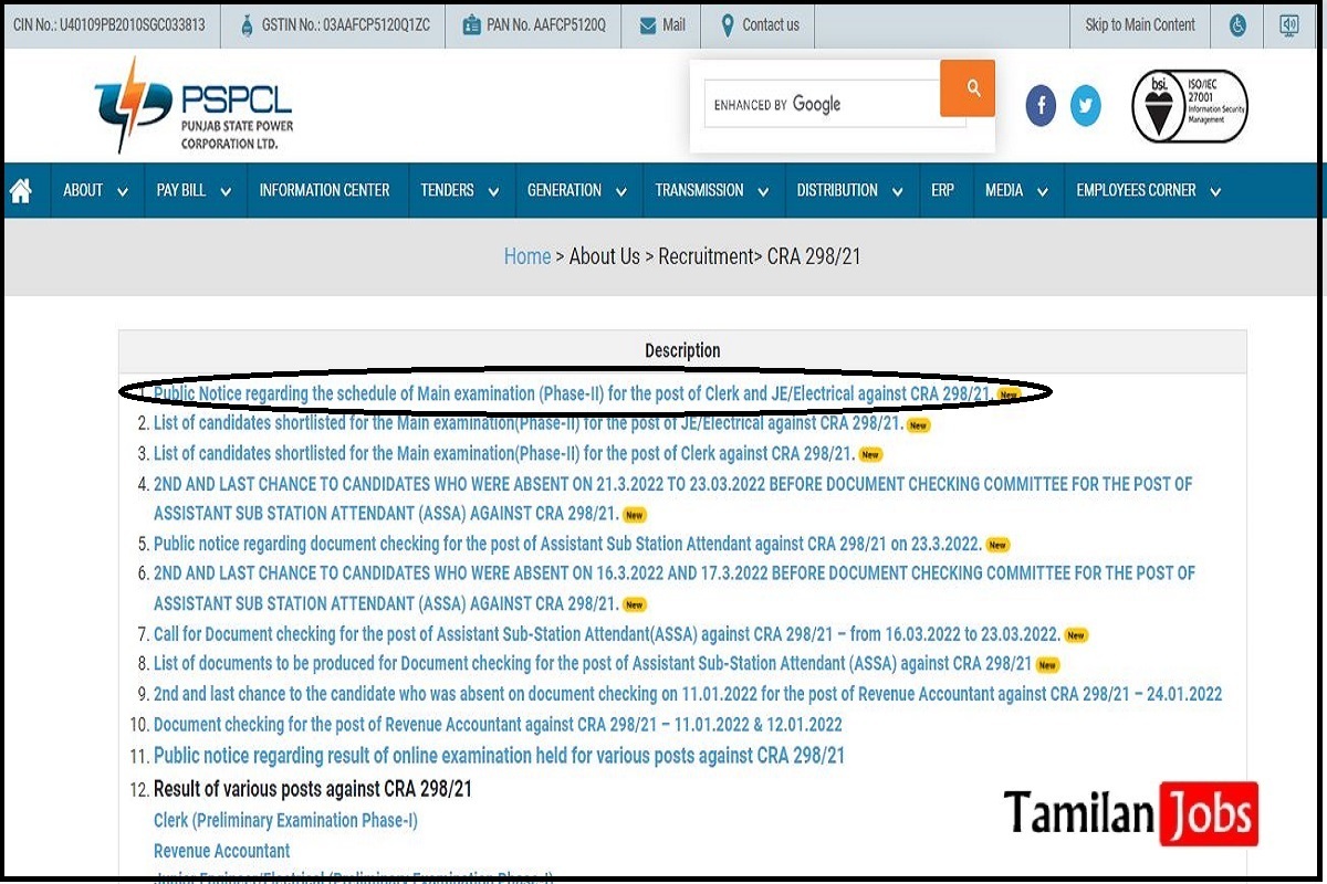 PSPCL Clerk, JE Result 2022 