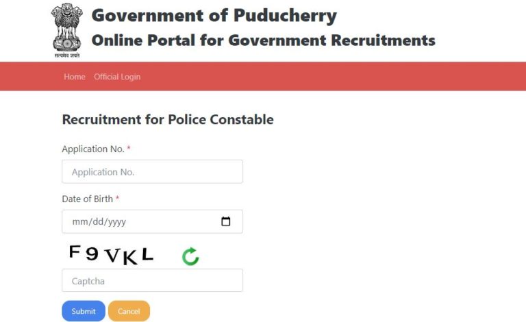 Puducherry Police Constable Hall Ticket 2022 (OUT), Direct link to download here