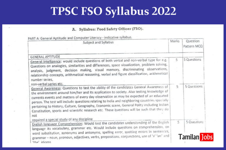 TPSC FSO Syllabus 2022