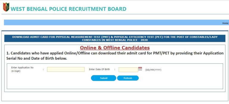 WB Police Constable PET, PMT Admit Card 2022
