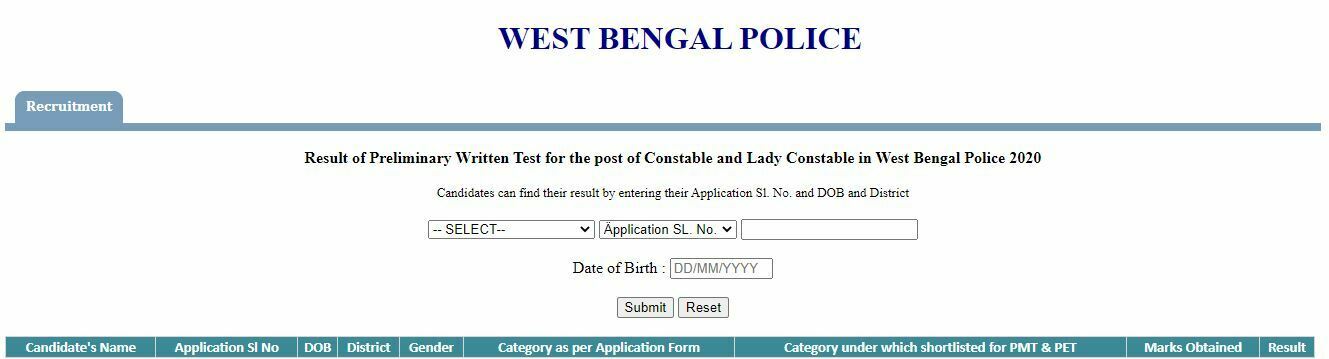 WBP Constable Result 2021-22