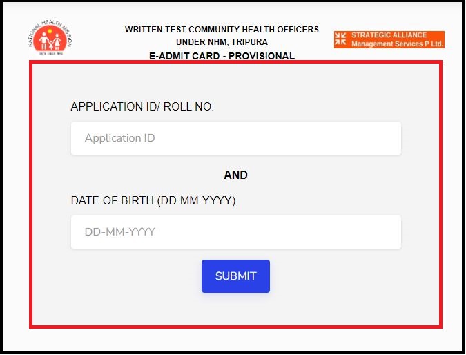 NHM Tripura CHO Admit Card 2022 (Out) Check Community Health officer Exam Date