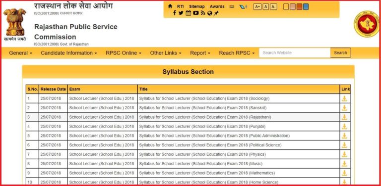 RPSC 1st Grade Syllabus 2022 PDF Download & Check Exam Pattern For School Lecturer 
