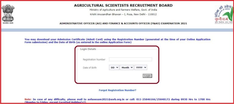 ASRB AO, FAO Tier 1 Admit Card 2022 Out Check Exam Date Here