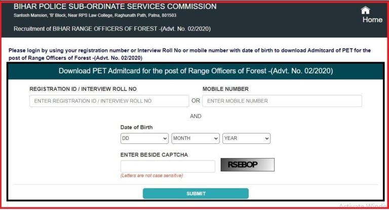 BPSSC Forest Range Officer Admit Card 2022 Released Check FRO Exam Date Here
