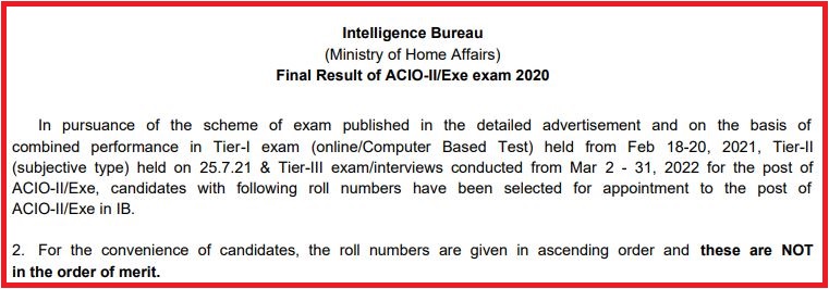 IB ACIO Final Result 2022 Out Check MHA IB ACIO Grade 2 Results Here