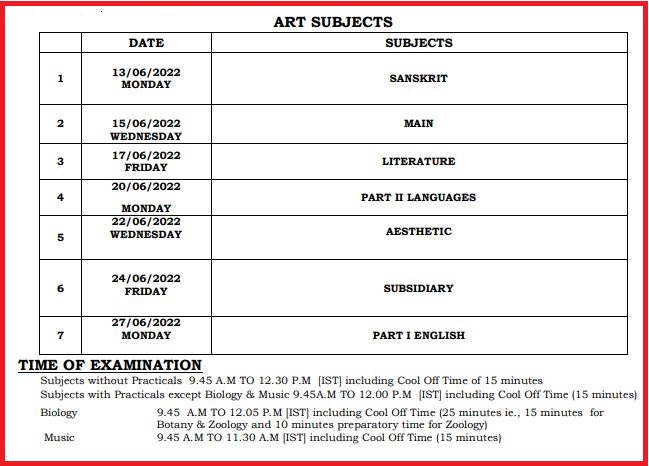 Dhse Kerala Hse Time Table 2022 Out Check 1St Year Exam Dates