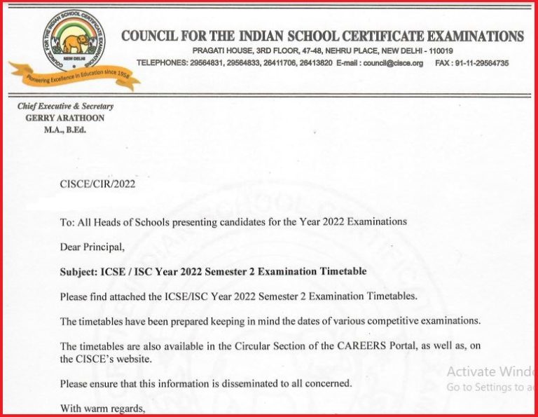 ICSE ISC 2nd Semester Time Table 2022 Out Check Date Sheet Here