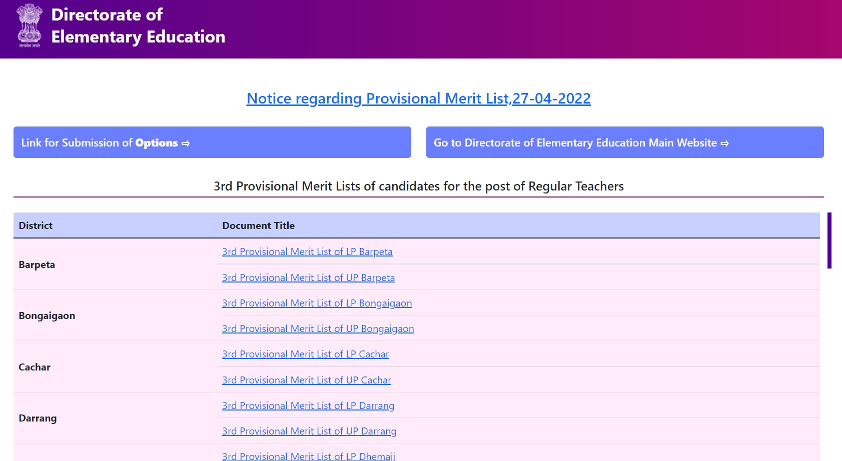 DEE Assam Manipuri Language 3rd Teacher Merit List 2022