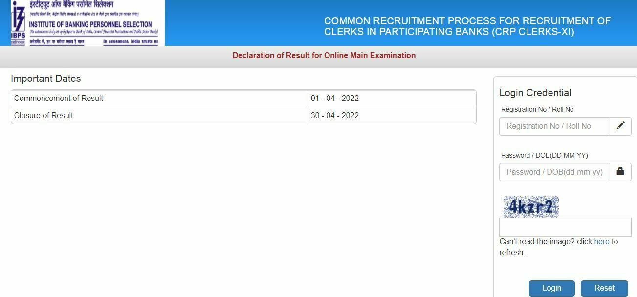 IBPS Clerk Mains Result 2022