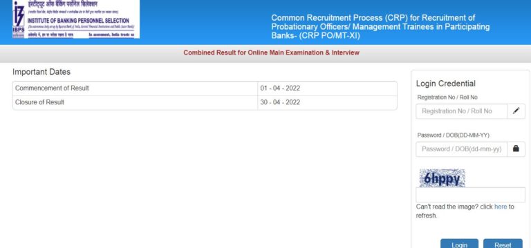 IBPS POMT-XI Combined Result for Online Main Examination & Interview