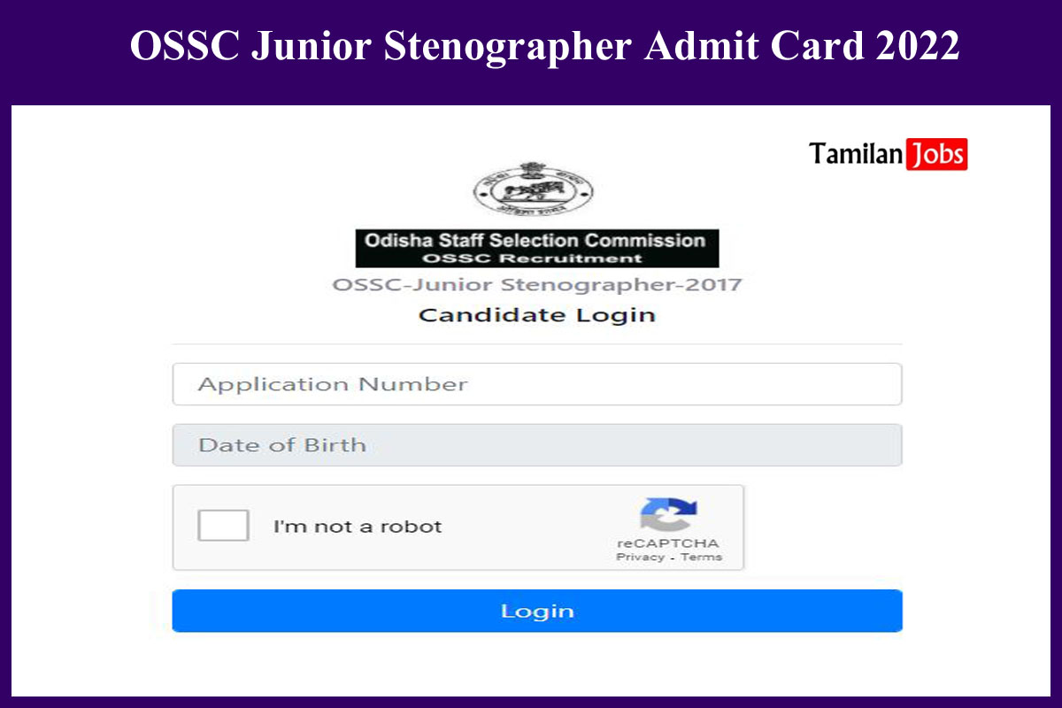 Ossc Junior Stenographer Admit Card 2022