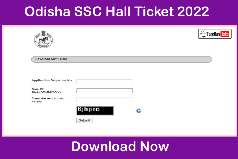 Odisha SSC Hall Ticket 2022