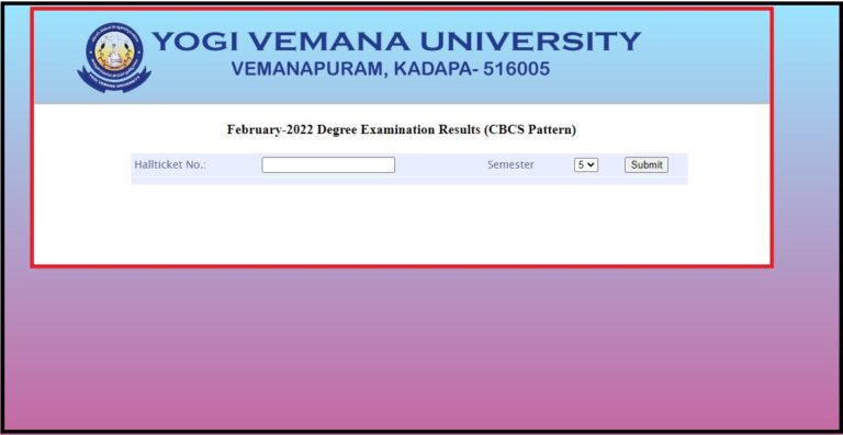 YVU Degree 5th Sem Results 2021 Released Check Score Here
