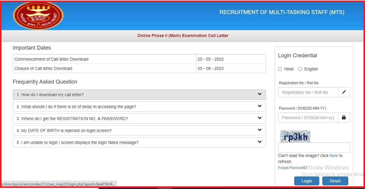 Esic Mts Mains Admit Card 2022 Declared Check Exam Date Here @ Esic.nic.in