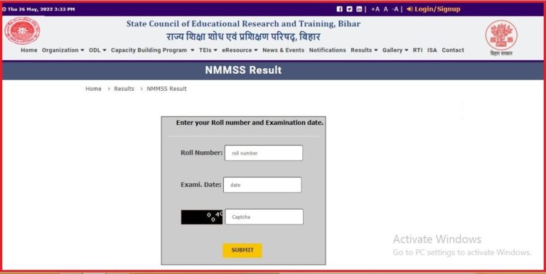 Bihar NMMS Result 2022 Released Check SCERT Bihar NMMS Results @ biharscert.in