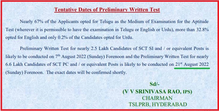 TS Police Constable Exam Date 2022 Out, Check TSLPRB PC Cons Hall Ticket Details