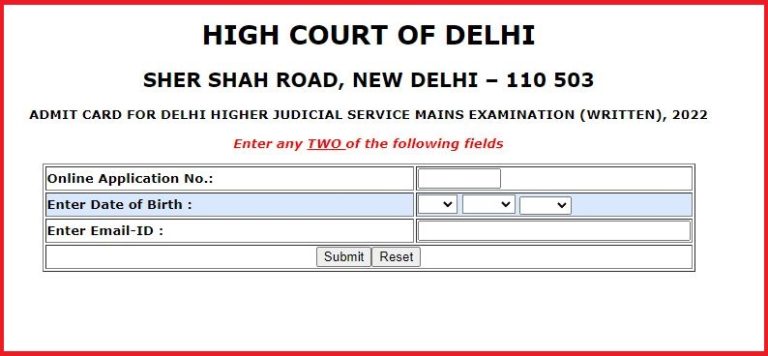 Delhi High Court Judicial Service Mains Admit Card 2022 Out Download @ delhihighcourt.nic.in