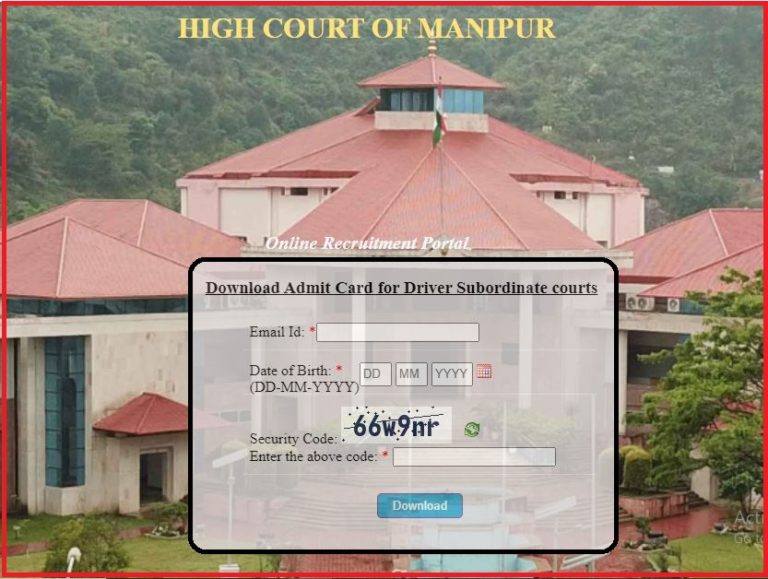Manipur High Court Driver Admit Card 2022 Out Download @ hcmimphal.nic.in