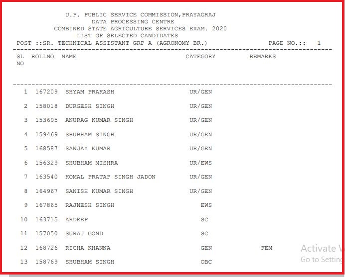 UPPSC Agriculture Services Final Result 2022 Declared Check Out Agri Results PDF Here