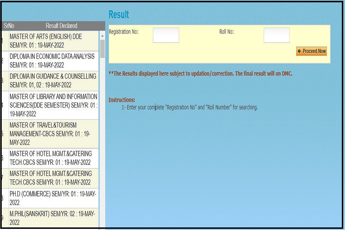 Maharshi Dayanand University Results