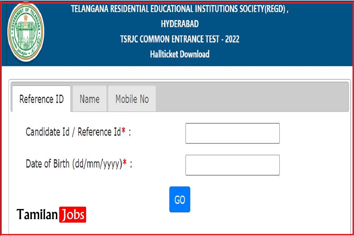 TSRJC Common Entrance Test Hall Ticket 2022