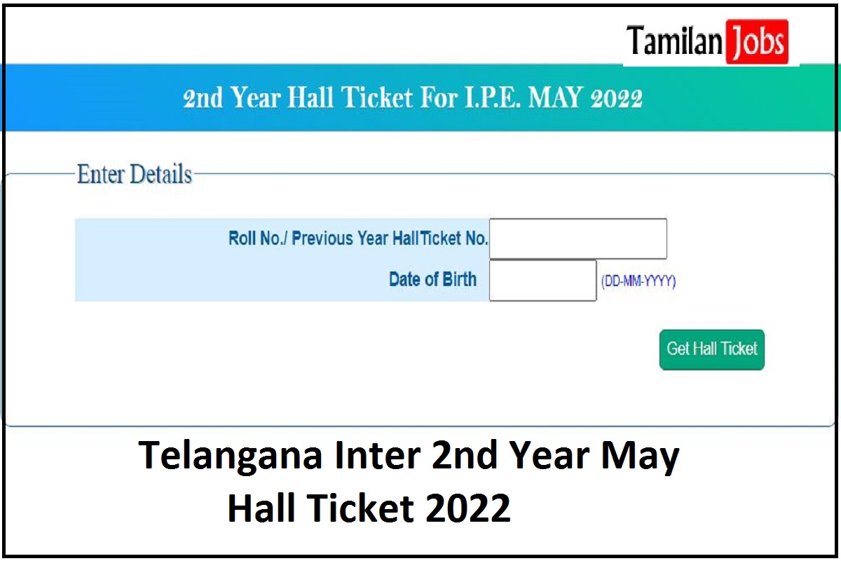 TS Inter 2nd Year Hall Ticket 2022 (OUT) Tsbie.cgg.gov.in, Direct