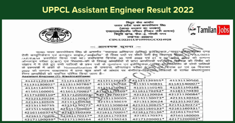 UPPCL Assistant Engineer Result 2022