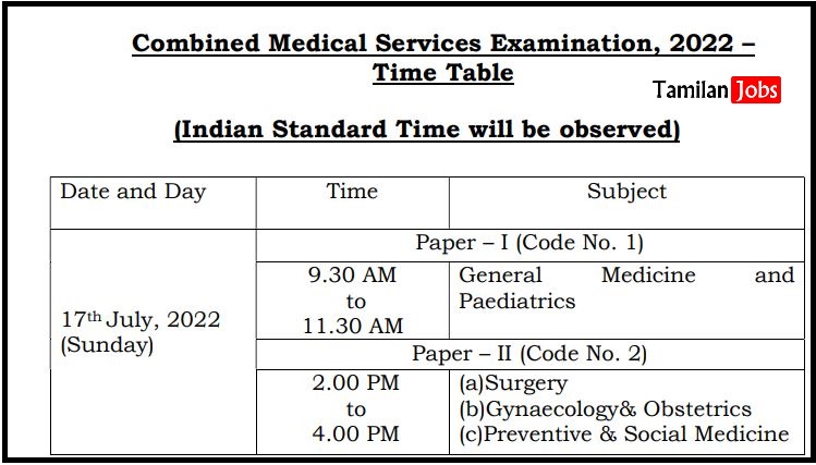 UPSC CMS Exam Date 2022