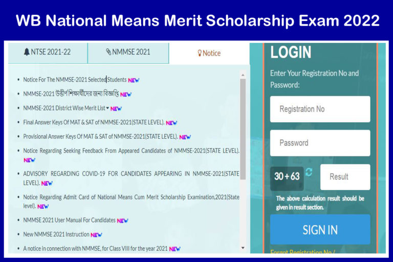 WB National Means Merit Scholarship Exam 2022