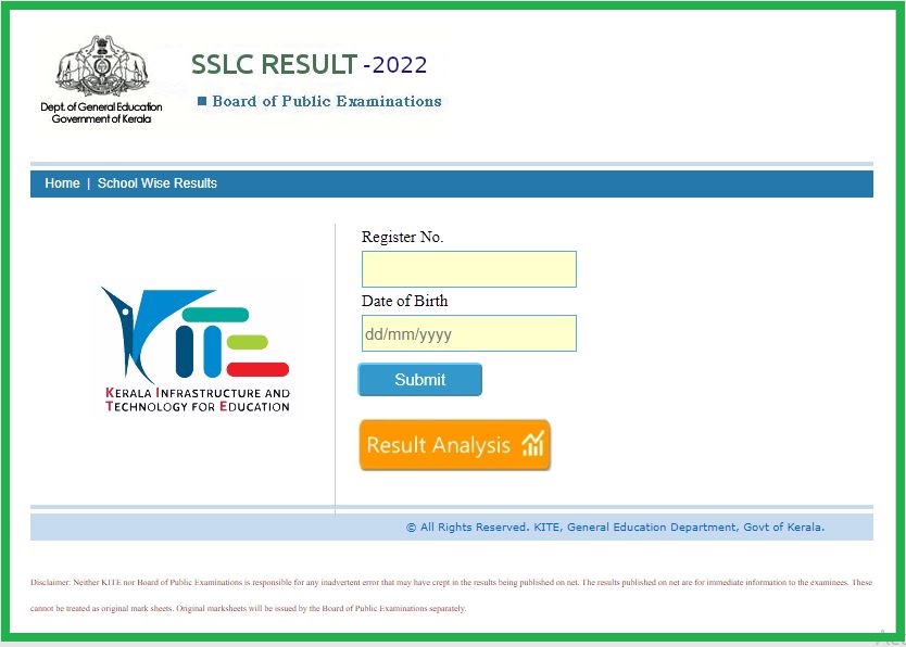 Kerala Board Sslc Result 2022 Released Check Score Card Link Out @ Keralaresults.nic.in
