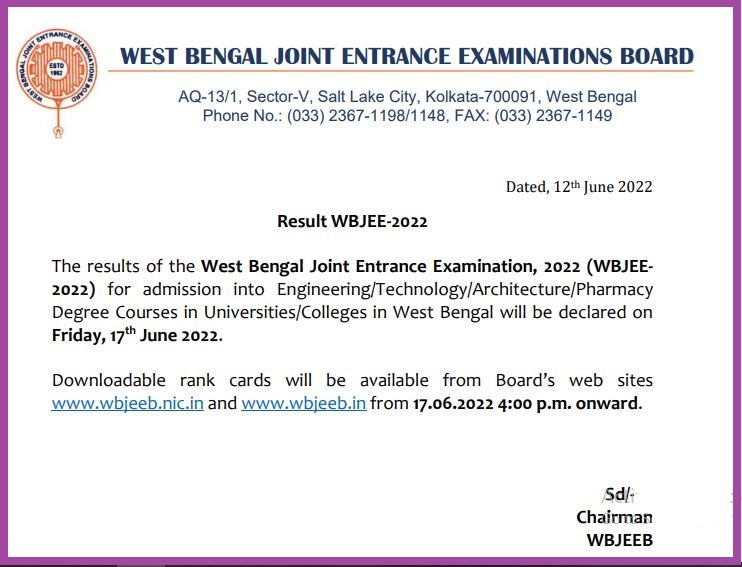 WBJEE Result 2022 Release Check West Bengal Joint Entrance Exam Results Here