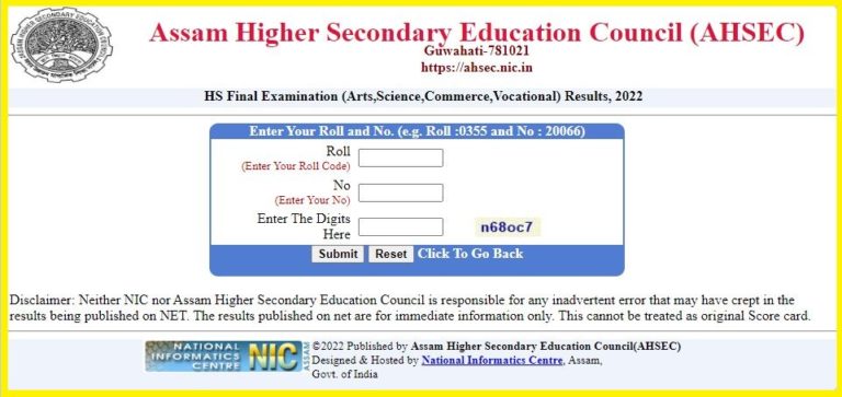 Assam HS Result 2022 Released Find AHSEC 12th Results Link Here