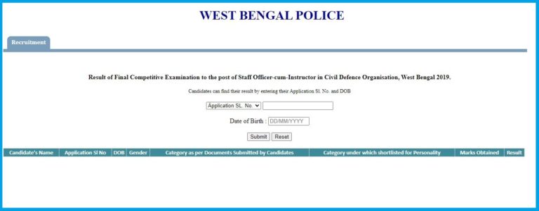WB Police Staff Officer Instructor Result 2022 Revealed Check Here