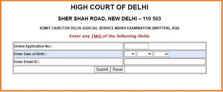 Delhi High Court Judicial Service Mains Admit Card 2022 Out @ delhihighcourt.nic.in
