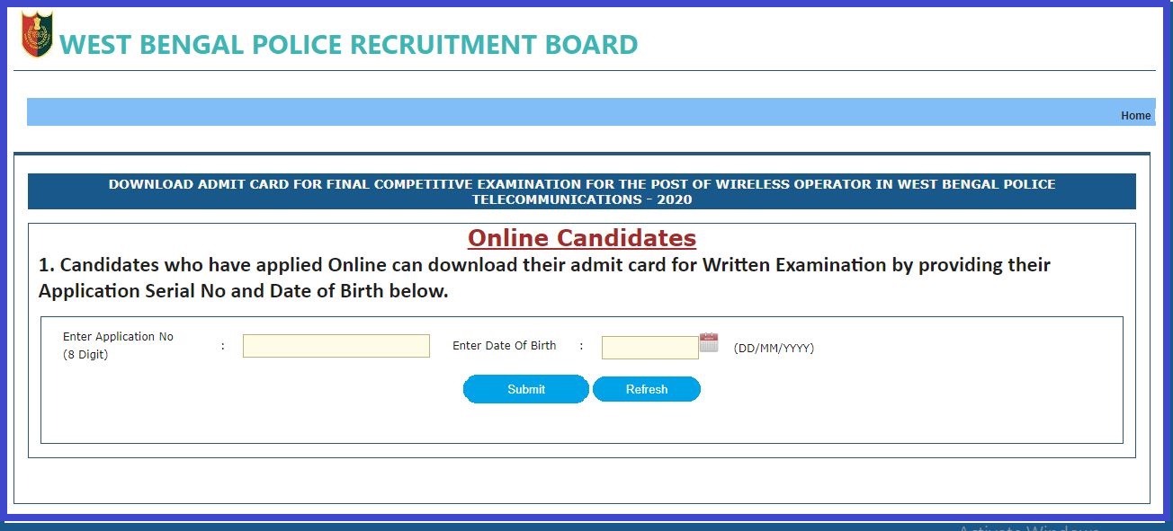 Wb Police Wireless Operator Final Admit Card 2022 Out Check Exam Date
