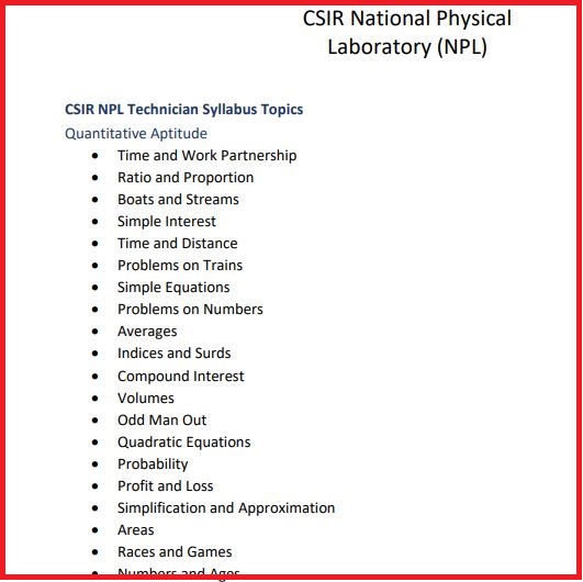 CSIR NPL Technician Syllabus 2022, Exam Pattern Check Here