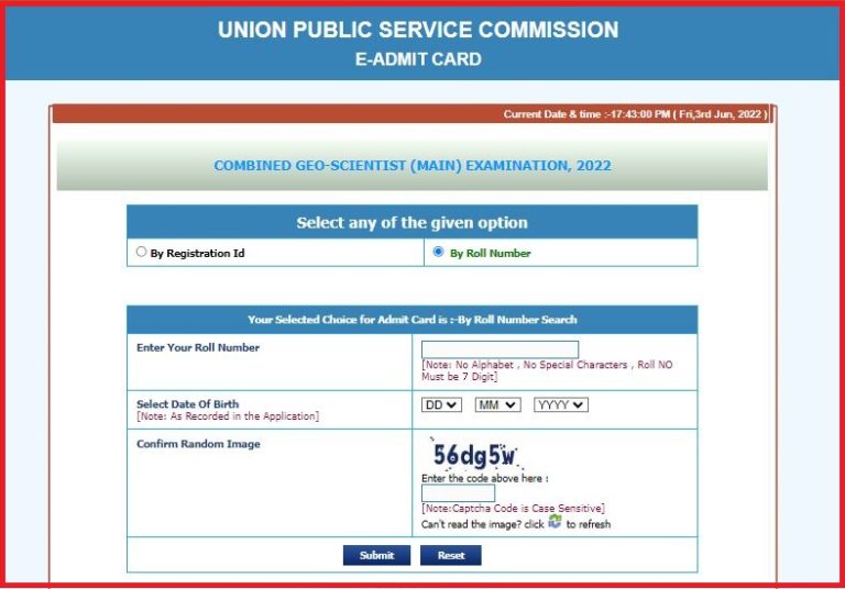 UPSC Geo-Scientist Main Admit Card 2022 Declared Download @ upsc.gov.in