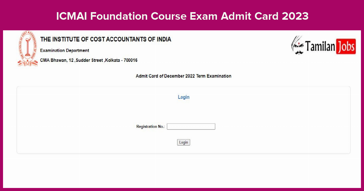 ICMAI Foundation Course Exam Admit Card 2023
