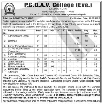 Pgdav Recruitment 2022 Out - Apply Online For 17 Librarian, Library Attendant Jobs