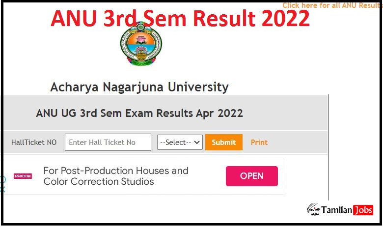ANU Degree 3rd Sem Results 2022
