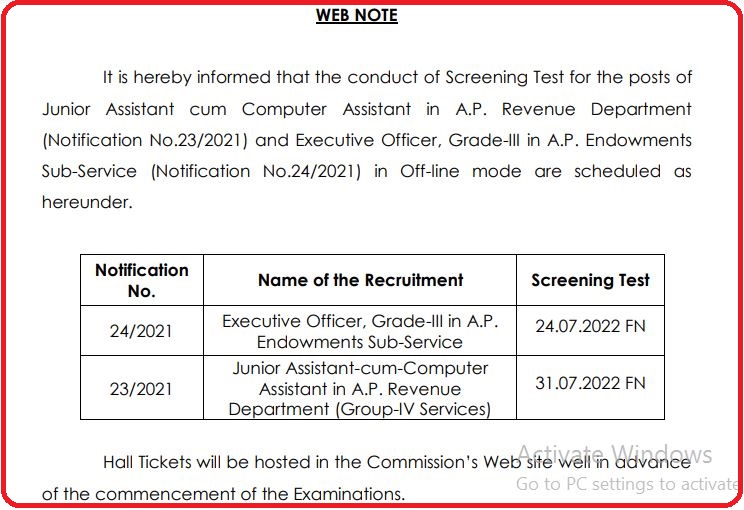 APPSC Group 4 Exam Date 2022