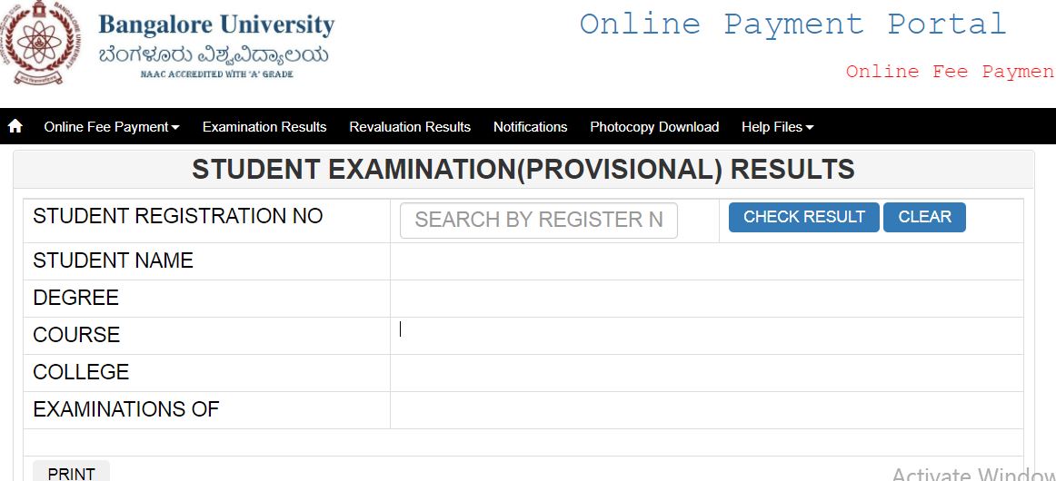 Bangalore University 3rd Sem Exam Result