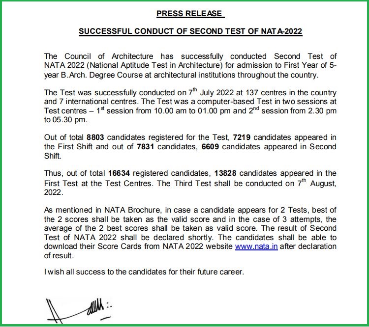 NATA Phase 2 Result 2022 Download PDF Here